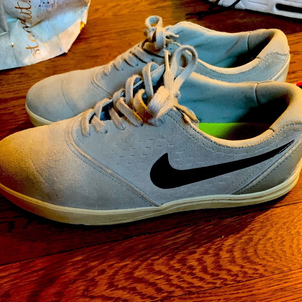 Mens Light Gray Suede Low Top Nike Sneakers